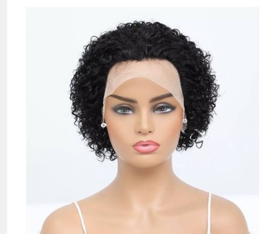 Ladies Short Jerry Curl Hair Wig - Black