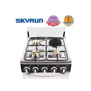 Skyrun 3 Burners+1 Electric Hotplate Gas Cooker 50x50 (GCS-3G1E/X) -Black.