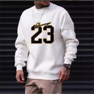 TOUPHY Men's Sweatshirt Casual Long Sleeve T-Shirt Pocket-White