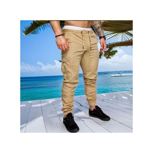 Berrykey Men's Casual Cargo Pants Sport Joggers Sweatpants -Khaki