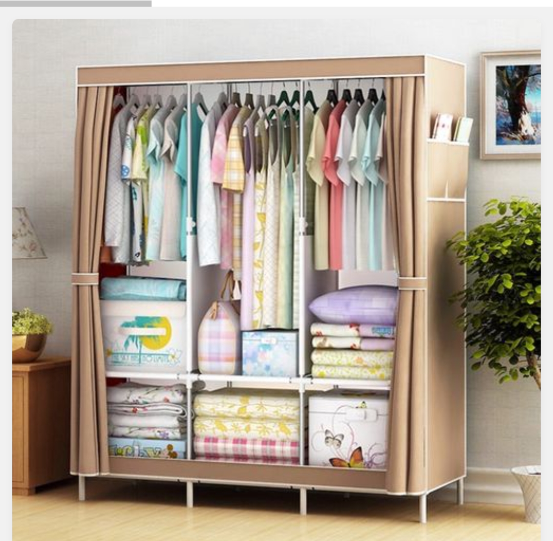 Classy 3 Column Mobile Steel Wardrobe Closet(Brown)