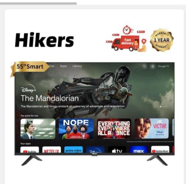 Hikers 55" Inch Frameless Android Smart 4K LED TV-Black+12 Months Warranty