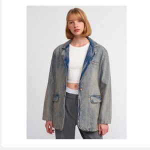 Trendyol Snow Wash Denim Jacket-Tint