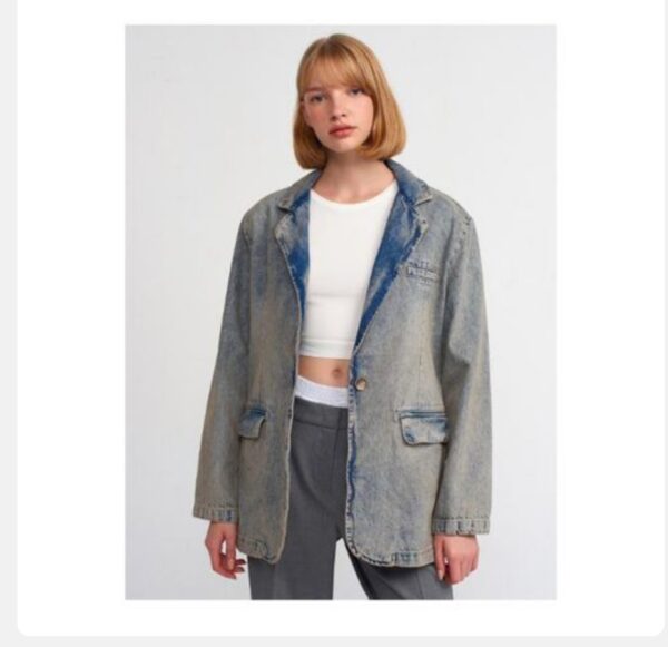 Trendyol Snow Wash Denim Jacket-Tint