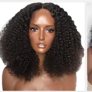 Soft Bouncy Curly Hair Wig With Closure Natural Color