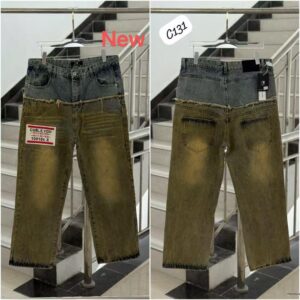Two-Tone Vintage Patchwork Denim Jeans