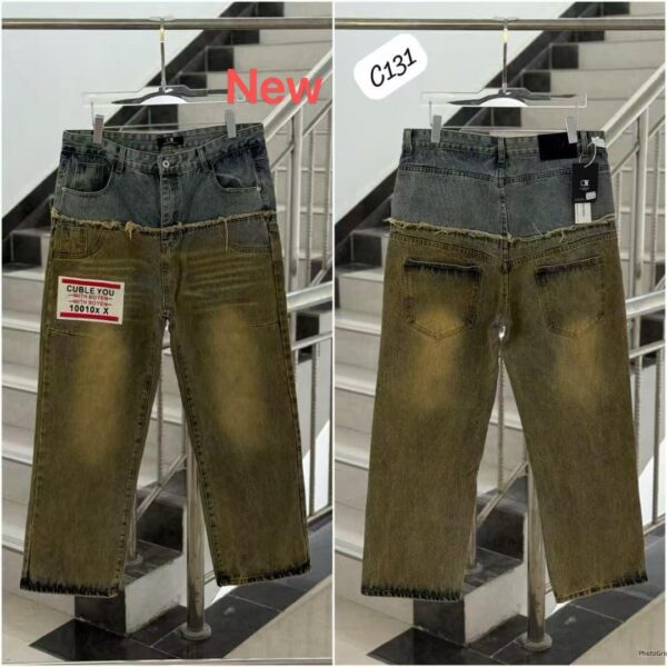 Two-Tone Vintage Patchwork Denim Jeans