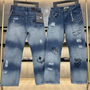 Men’s Vintage Graffiti Distressed Denim Jeans