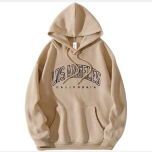 Danami Los Angeles California Printed Hoodie- Nude