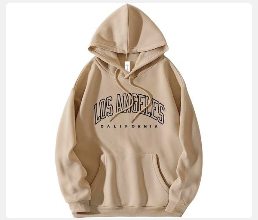Danami Los Angeles California Printed Hoodie- Nude