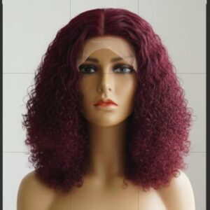 14 inches soft curly wig with 4by4 closure-burgundy