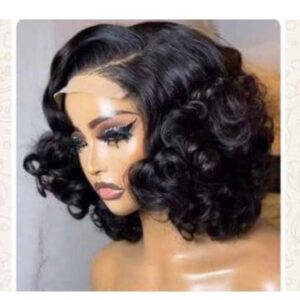 Omotola bounce curl wig with 4 by 4 c- part closure natural color